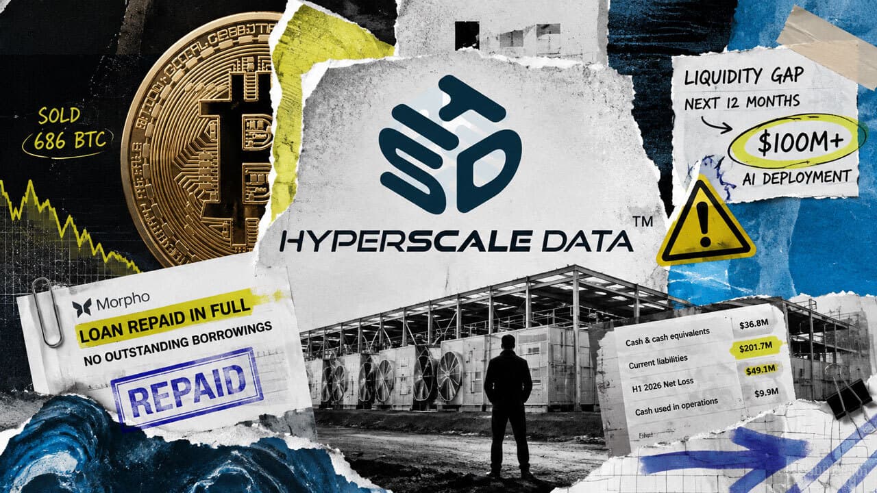 Hyperscale Sells $43.4M in Bitcoin to Clear DeFi Debt, Still Faces 12-Month Cash Shortfall
