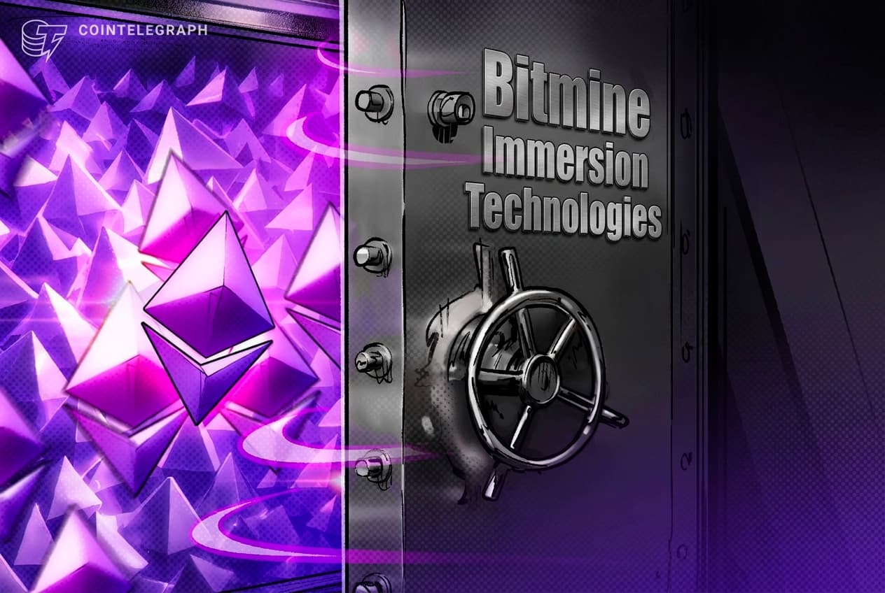 Ether Treasury Firm Bitmine Purchases 10,399 ETH, Nears 5% Circulating Supply Target