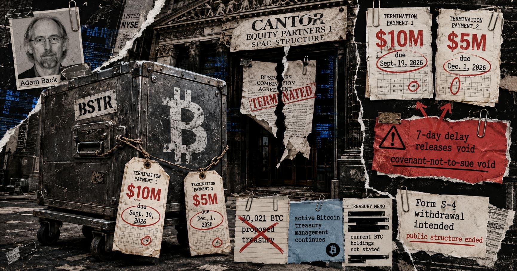 Adam Back's Public Bitcoin Treasury Deal Collapses, Leaving $15 Million Payment Obligation
