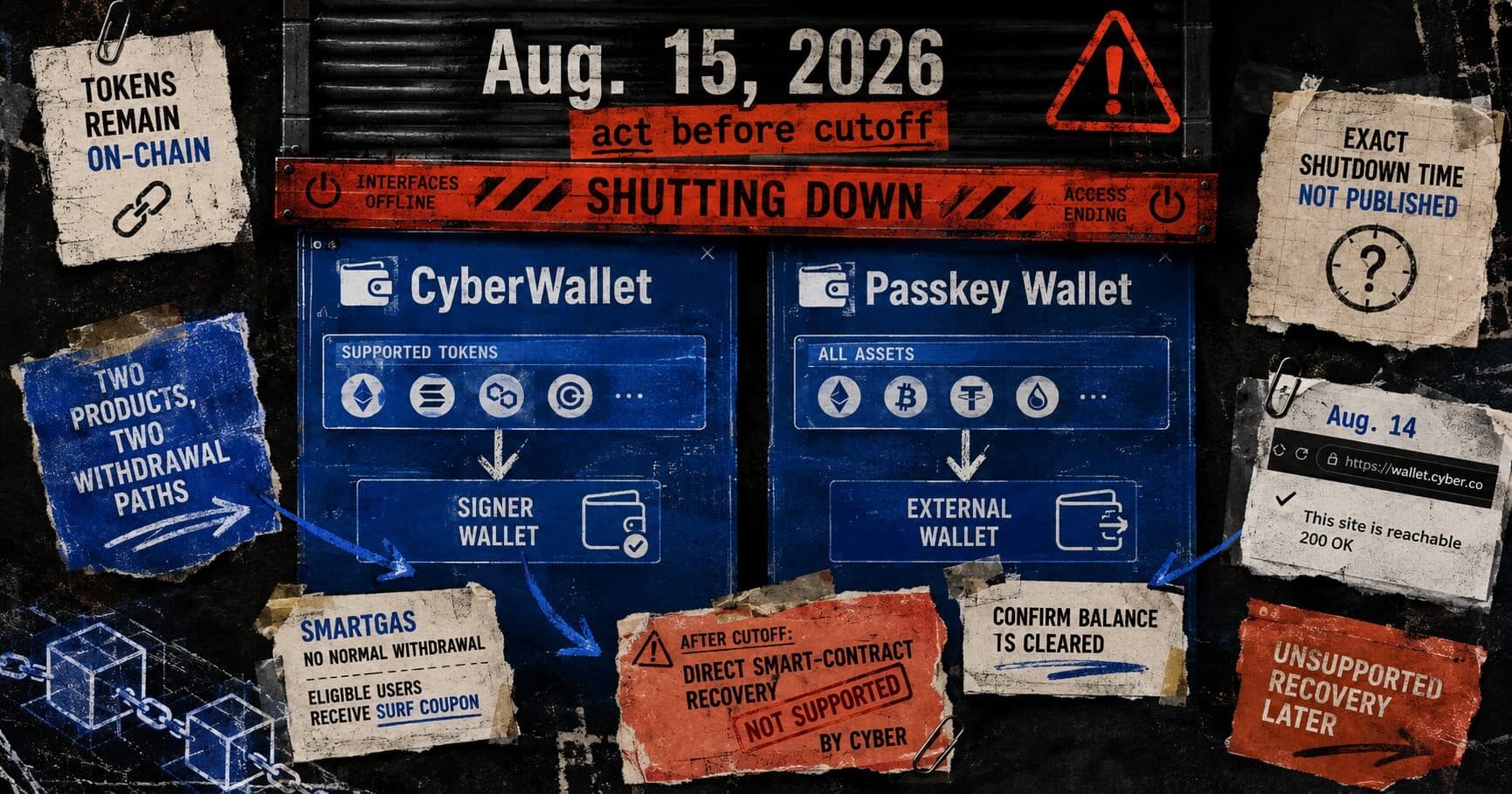 Cyber Issues Final Warning: Withdraw Assets from CyberWallet Before August 15 Shutdown or Risk Unsupported Recovery